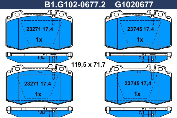Brake Pad Set, disc brake (B1.G102-0677.2)