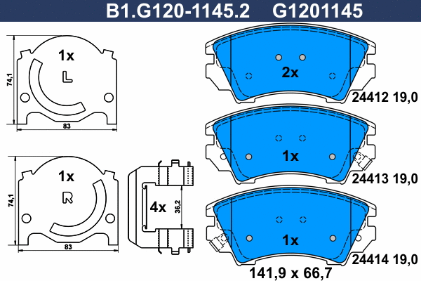 Brake Pad Set, disc brake (B1.G120-1145.2)