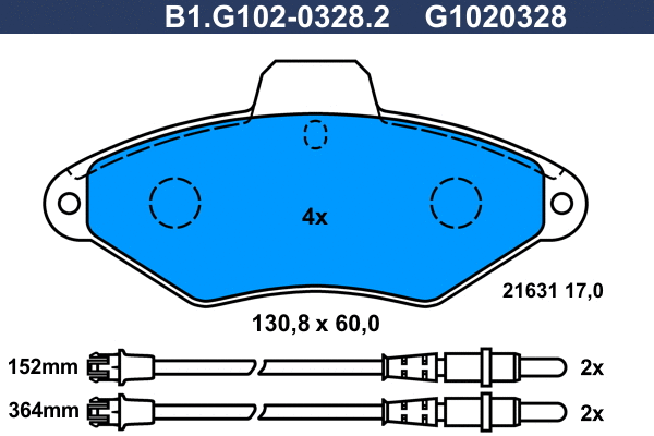 Brake Pad Set, disc brake (B1.G102-0328.2)