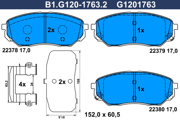 Brake Pad Set, disc brake (B1.G120-1763.2)