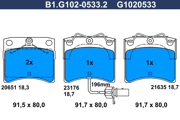 Brake Pad Set, disc brake (B1.G102-0533.2)