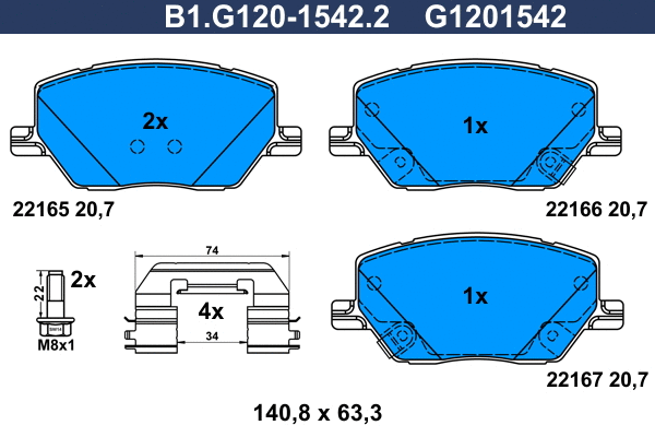 Brake Pad Set, disc brake (B1.G120-1542.2)