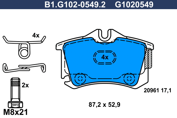 Brake Pad Set, disc brake (B1.G102-0549.2)