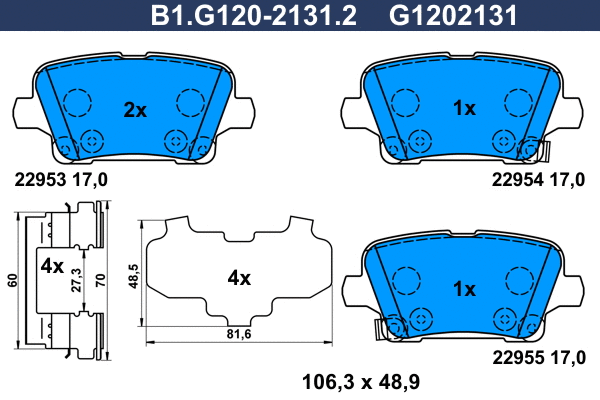 Brake Pad Set, disc brake (B1.G120-2131.2)