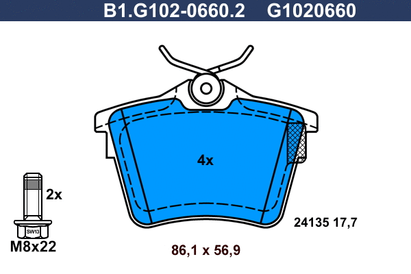 Brake Pad Set, disc brake (B1.G102-0660.2)
