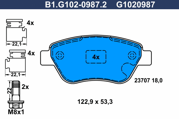 Brake Pad Set, disc brake (B1.G102-0987.2)