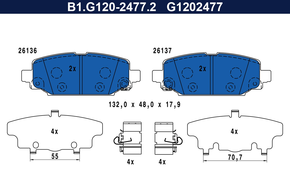 Brake Pad Set, disc brake (B1.G120-2477.2)