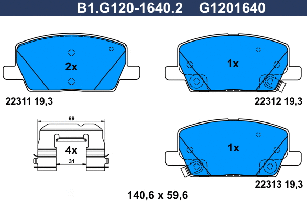 Brake Pad Set, disc brake (B1.G120-1640.2)