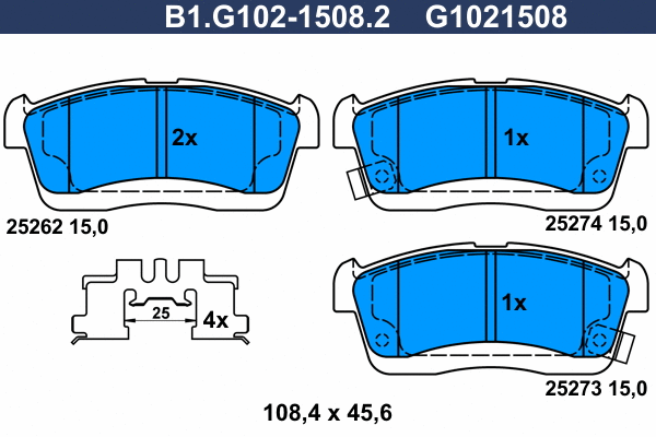 Brake Pad Set, disc brake (B1.G102-1508.2)