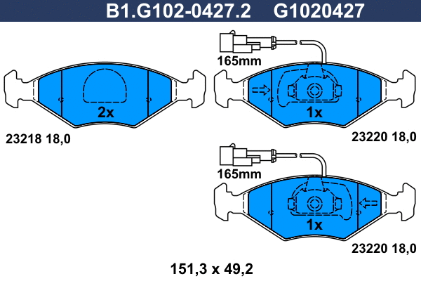 Brake Pad Set, disc brake (B1.G102-0427.2)