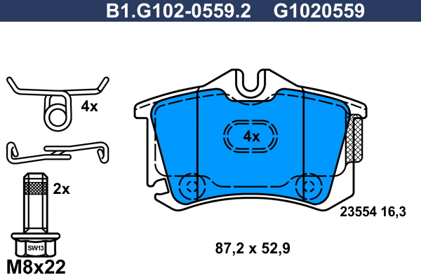 Brake Pad Set, disc brake (B1.G102-0559.2)