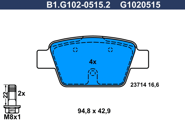 Brake Pad Set, disc brake (B1.G102-0515.2)
