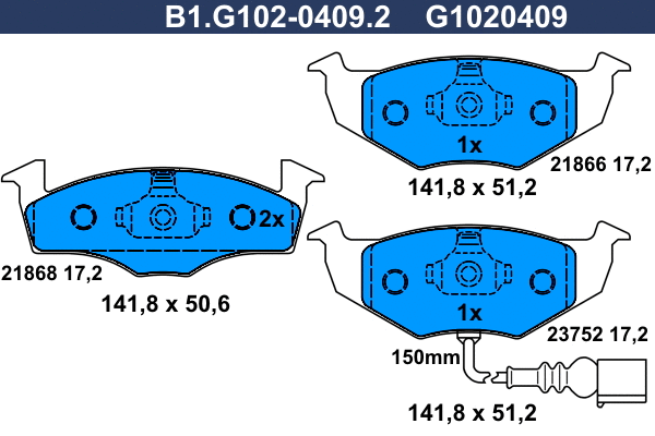 Brake Pad Set, disc brake (B1.G102-0409.2)