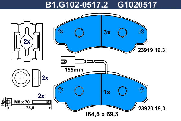 Brake Pad Set, disc brake (B1.G102-0517.2)