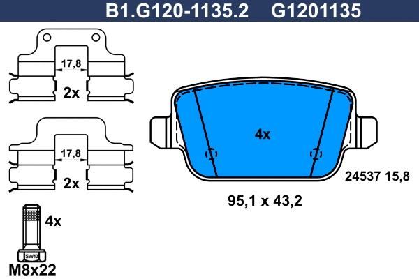 Brake Pad Set, disc brake (B1.G120-1135.2)