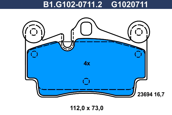 Brake Pad Set, disc brake (B1.G102-0711.2)