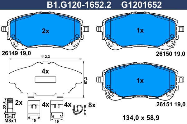 Brake Pad Set, disc brake (B1.G120-1652.2)