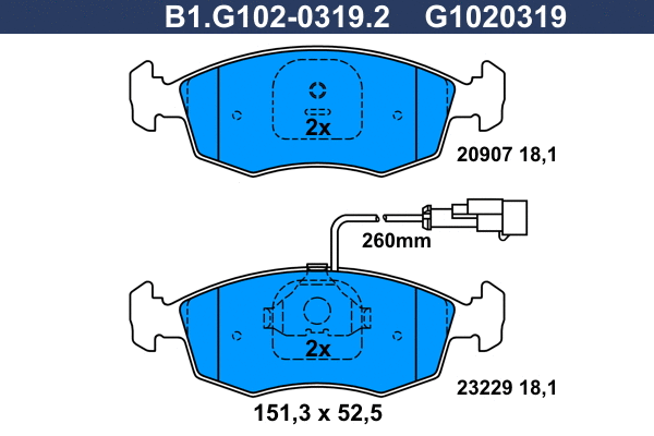 Brake Pad Set, disc brake (B1.G102-0319.2)
