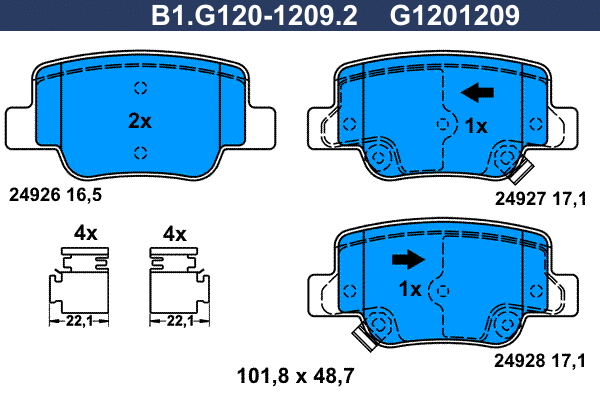 Brake Pad Set, disc brake (B1.G120-1209.2)