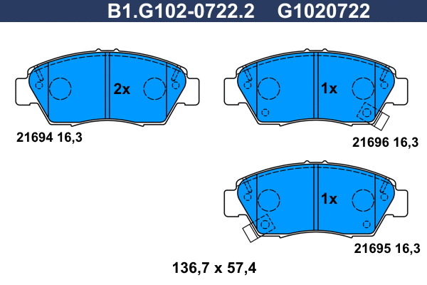 Brake Pad Set, disc brake (B1.G102-0722.2)
