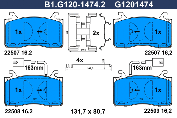 Brake Pad Set, disc brake (B1.G120-1474.2)