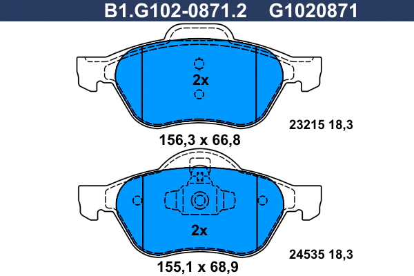 Brake Pad Set, disc brake (B1.G102-0871.2)