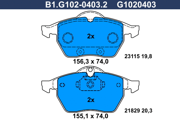 Brake Pad Set, disc brake (B1.G102-0403.2)