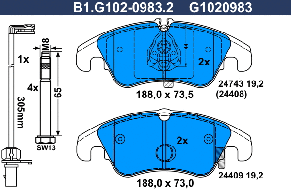 Brake Pad Set, disc brake (B1.G102-0983.2)