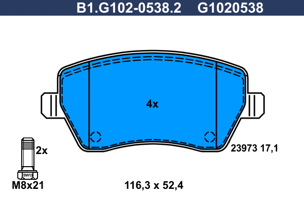 Brake Pad Set, disc brake (B1.G102-0538.2)
