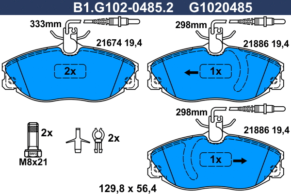 Brake Pad Set, disc brake (B1.G102-0485.2)