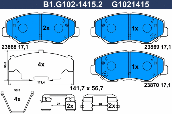 Brake Pad Set, disc brake (B1.G102-1415.2)