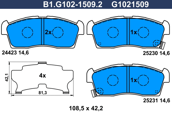 Brake Pad Set, disc brake (B1.G102-1509.2)