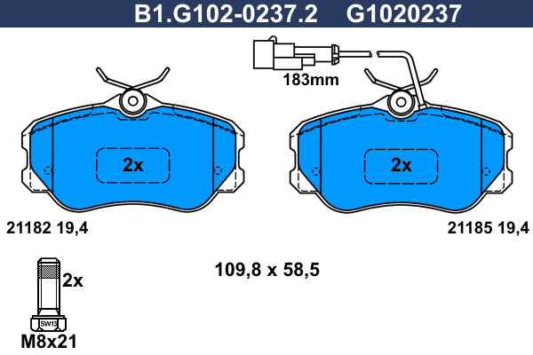 Brake Pad Set, disc brake (B1.G102-0237.2)