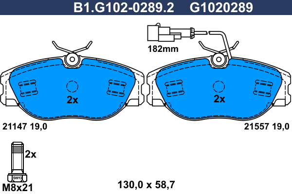 Brake Pad Set, disc brake (B1.G102-0289.2)