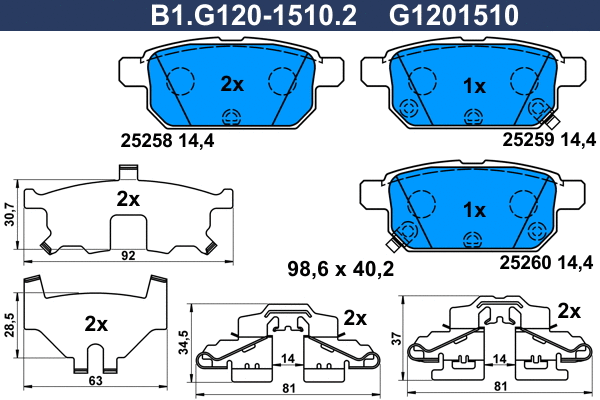 Brake Pad Set, disc brake (B1.G120-1510.2)