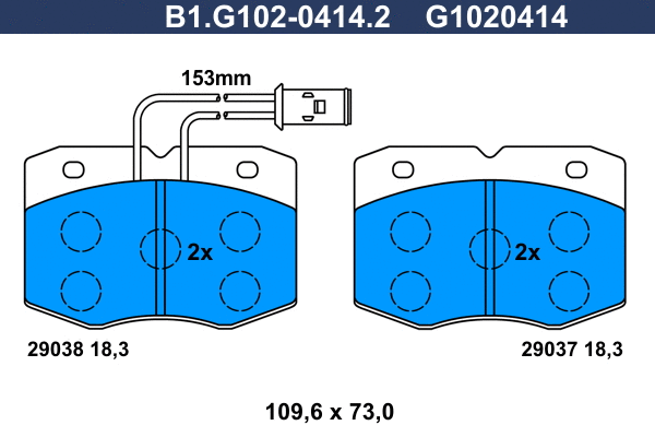 Brake Pad Set, disc brake (B1.G102-0414.2)