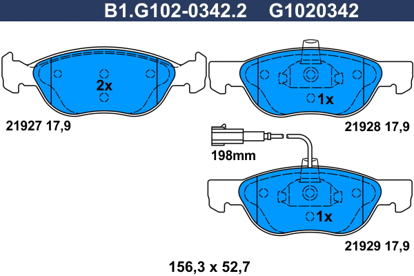 Brake Pad Set, disc brake (B1.G102-0342.2)