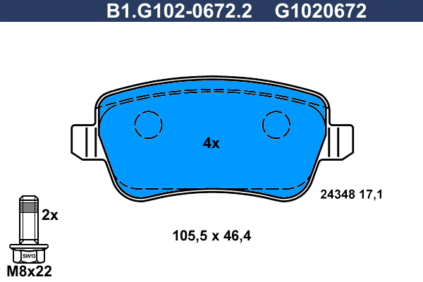 Brake Pad Set, disc brake (B1.G102-0672.2)