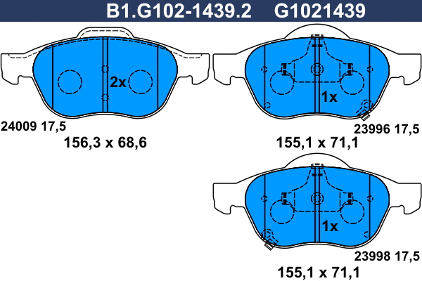 Brake Pad Set, disc brake (B1.G102-1439.2)