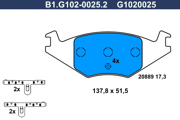 Brake Pad Set, disc brake (B1.G102-0025.2)