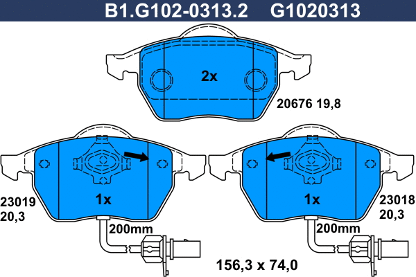 Brake Pad Set, disc brake (B1.G102-0313.2)