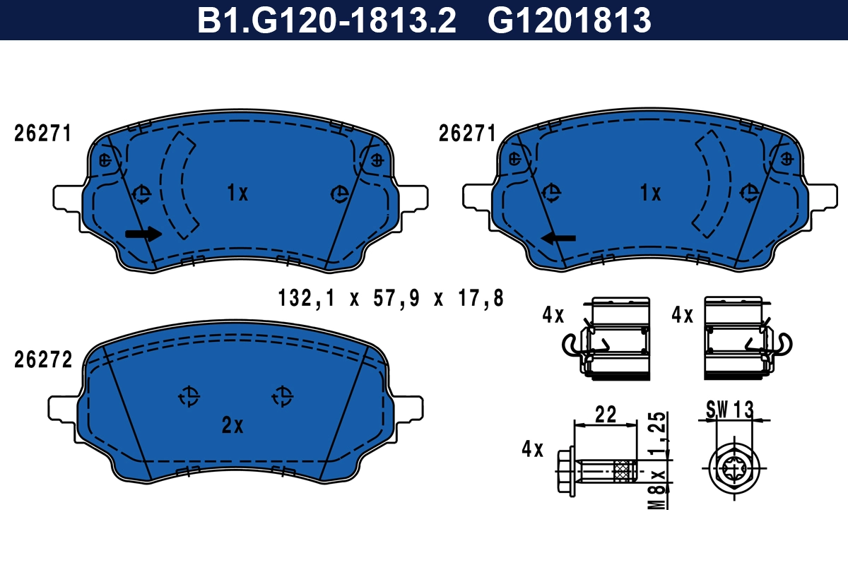Brake Pad Set, disc brake (B1.G120-1813.2)