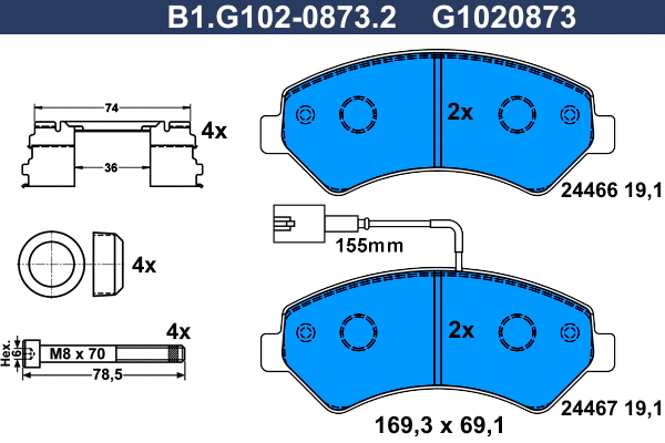 Brake Pad Set, disc brake (B1.G102-0873.2)