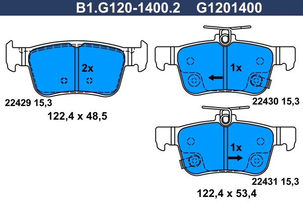 Brake Pad Set, disc brake (B1.G120-1400.2)