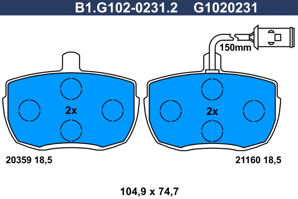 Brake Pad Set, disc brake (B1.G102-0231.2)