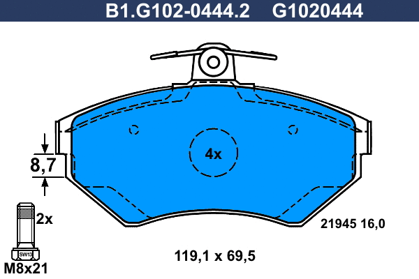 Brake Pad Set, disc brake (B1.G102-0444.2)