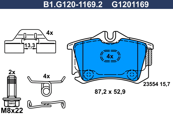 Brake Pad Set, disc brake (B1.G120-1169.2)
