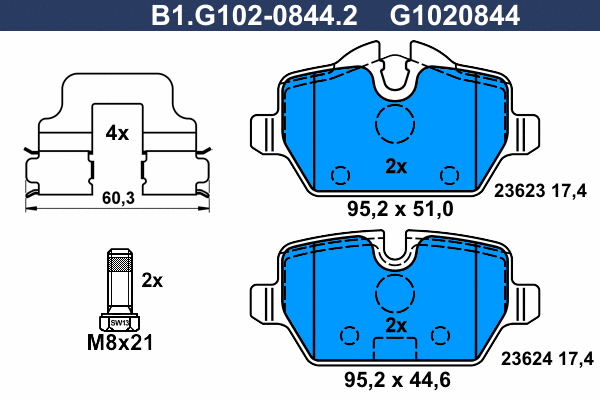 Brake Pad Set, disc brake (B1.G102-0844.2)