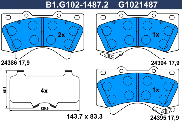 Brake Pad Set, disc brake (B1.G102-1487.2)
