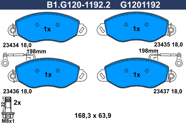 Brake Pad Set, disc brake (B1.G120-1192.2)